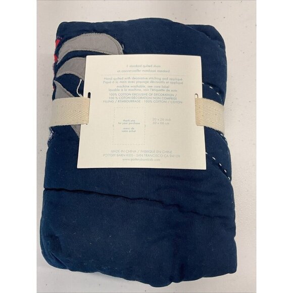 NEW Pottery Barn Kids Eric Space Quilted Euro Sham, Astronaut, Stars, Navy - Picture 3 of 5